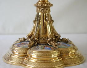 Solid silver gilt antique French Marian Gothic Chalice.